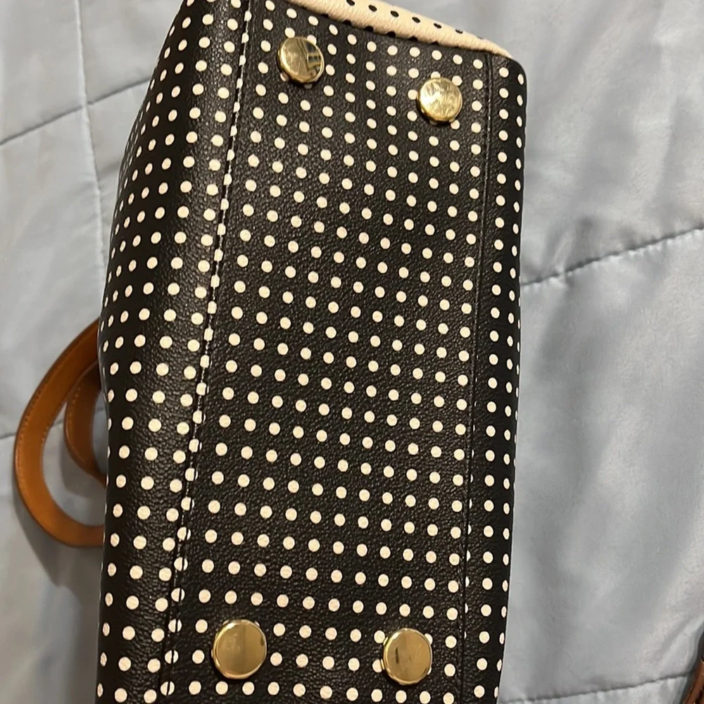 Fossil Black and White Polka Dot Bag with Tan Accents - Picture 3 of 14